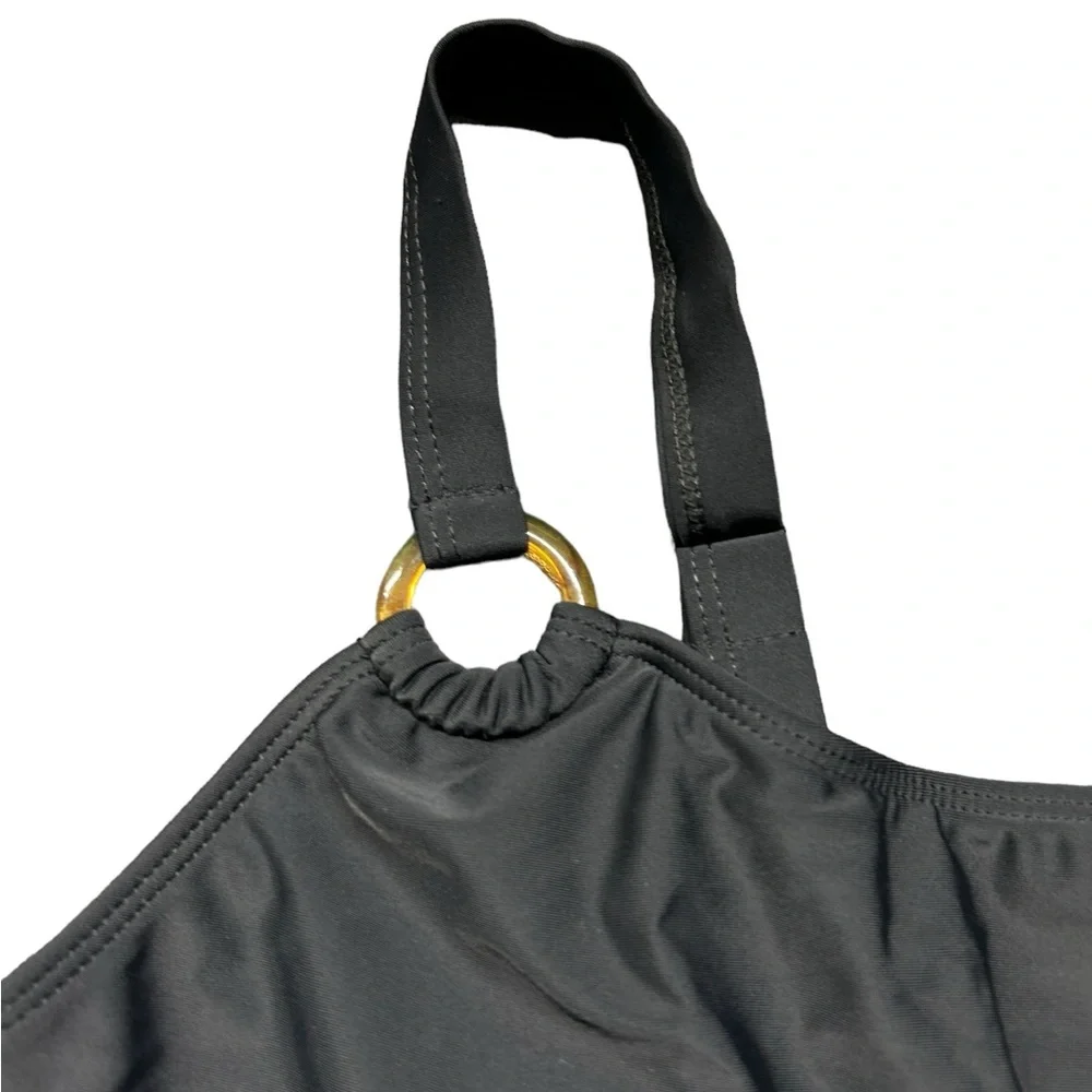 HEYTALALA womens black one piece swimsuit w mesh panel middle size XL NWT - Picture 4 of 7